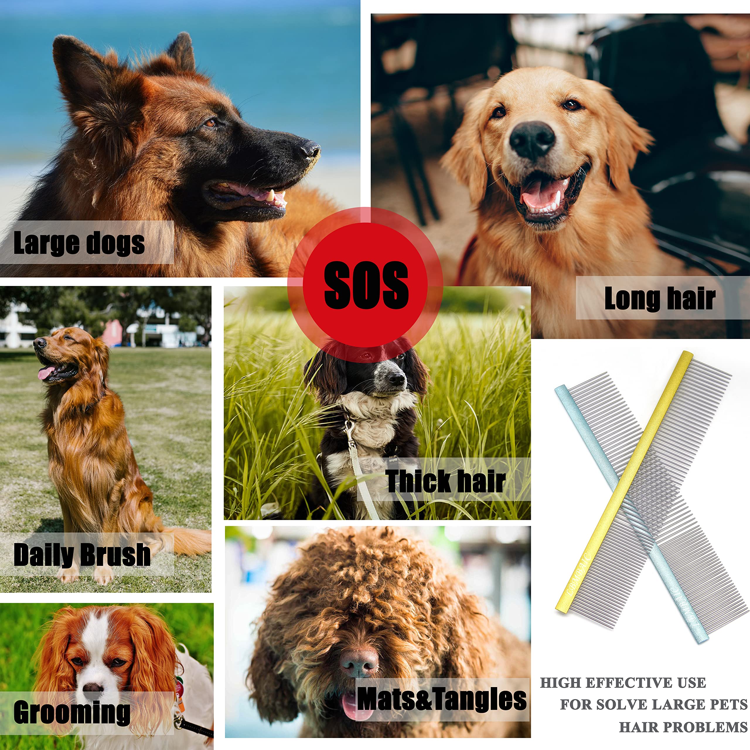 LBMBAIC lightweight dog grooming comb designed for gentle brushing of large breeds.