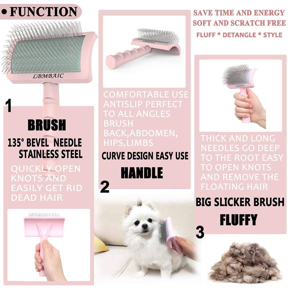 LBMBAIC skin-friendly slicker brush protects skin while detangling
