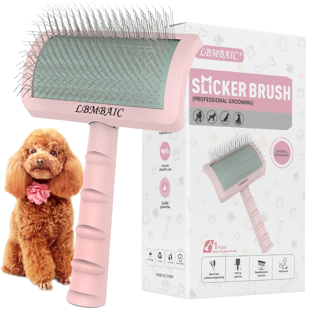LBMBAIC slicker brush with 25mm pins detangles thick coats gently for pets