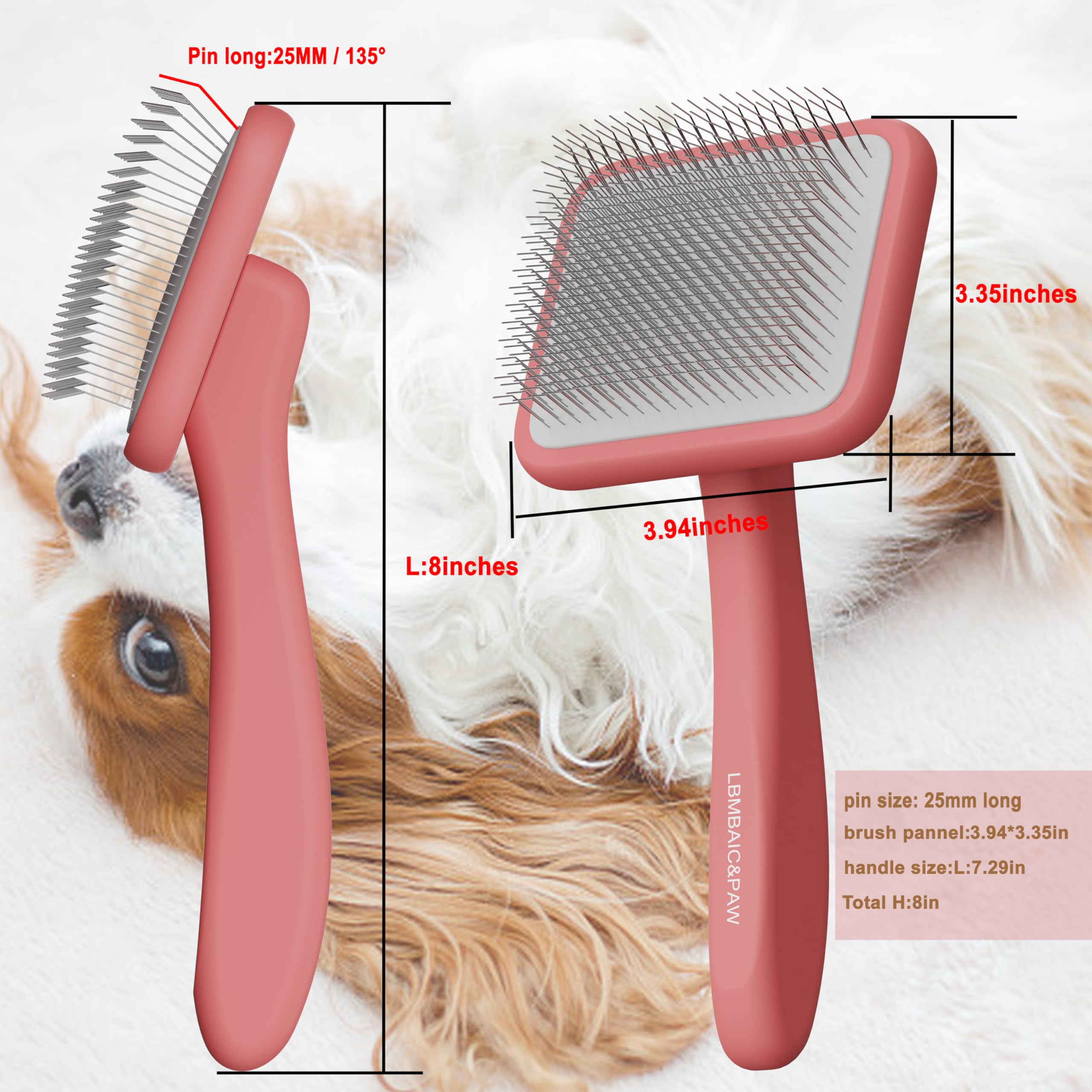 LBMBAIC&PAW goldendoodle brush with ergonomic grip reduces wrist fatigue.