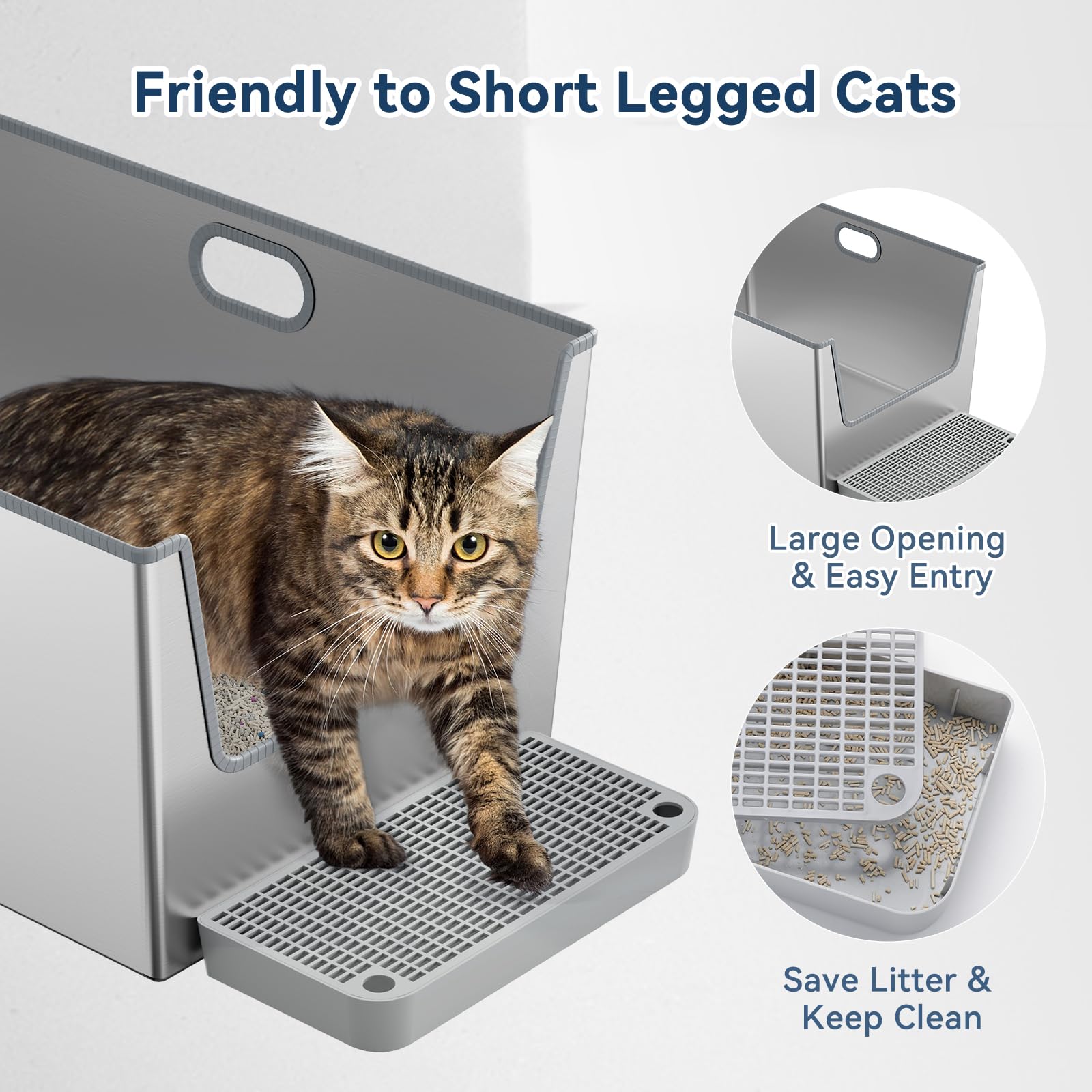 LBXZen cat litter box steps help entry and litter recycling.