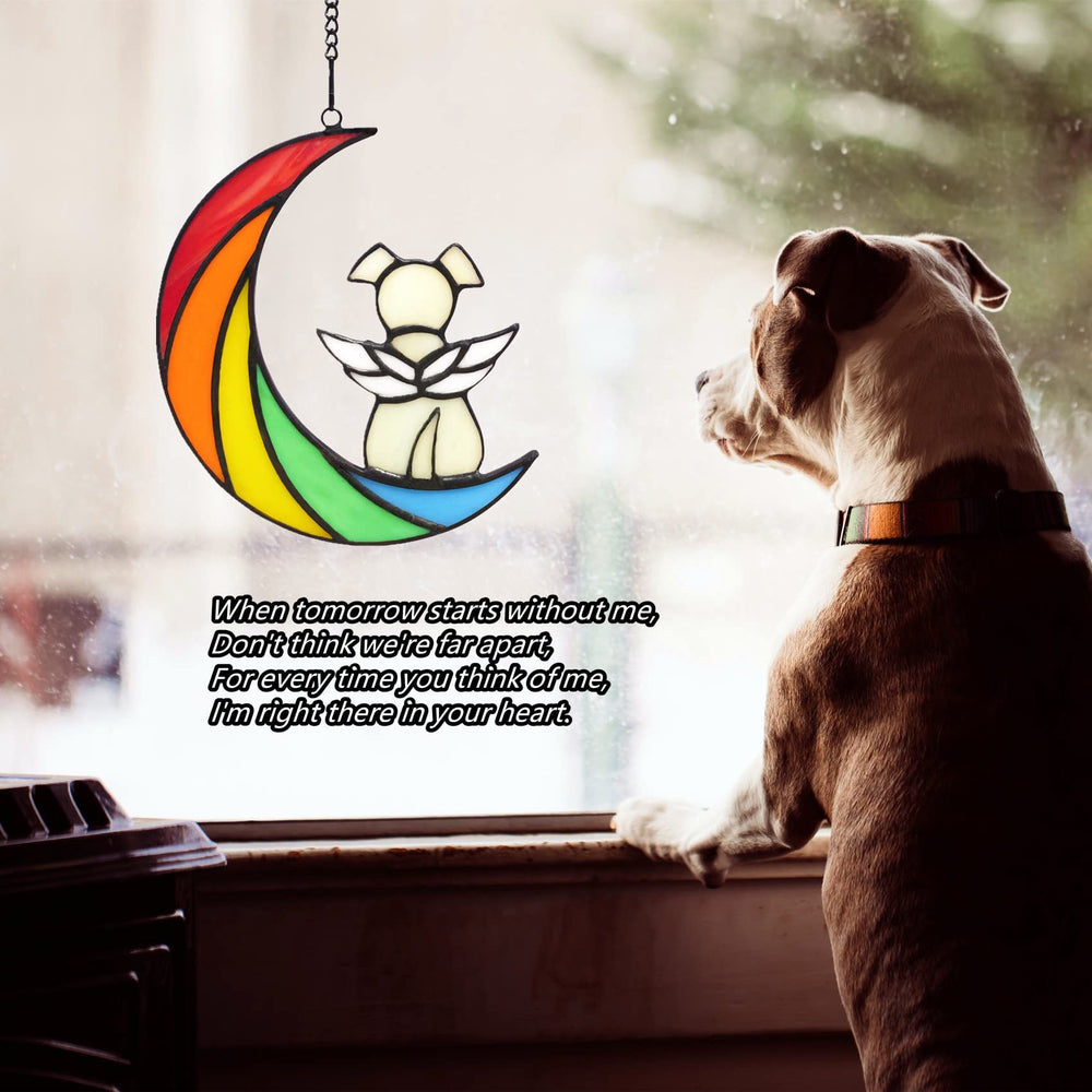 Lcensp Angel Wings Dog Memorial sits on a window sill to offer comfort.