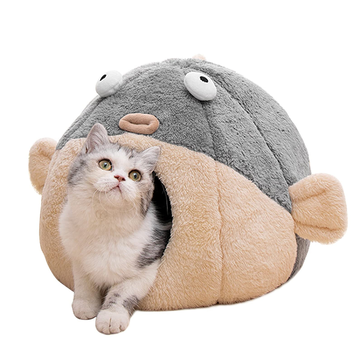Lcybem cat bed cave in grey offers a cozy private retreat for indoor cats
