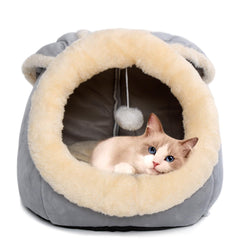 Lcybem rabbit-shaped cat cave bed with ears for cozy hideaway naps