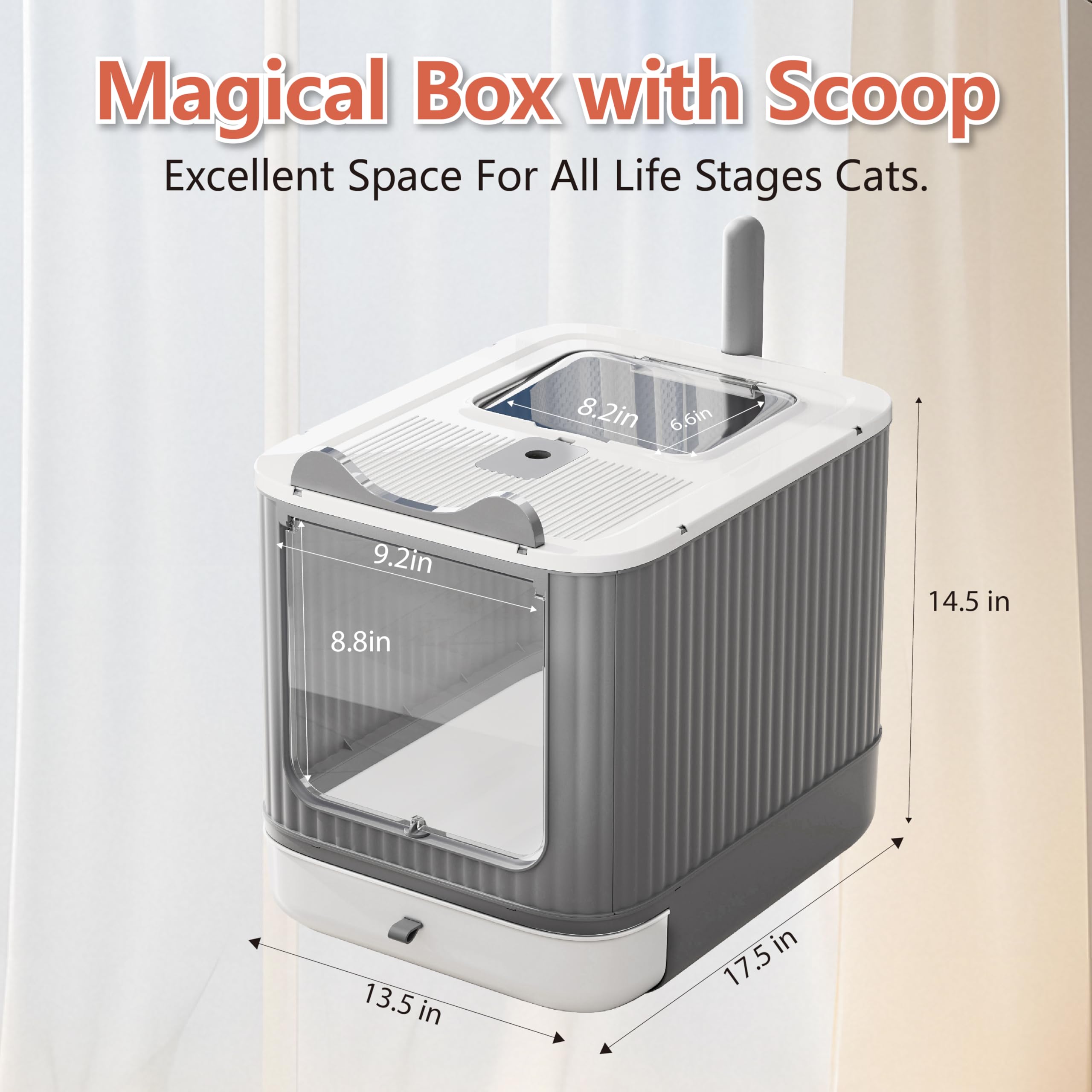 LCZLBRRD hooded cat litter box with drawer keeps litter tidy and easy to clean.