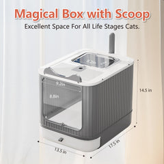 LCZLBRRD hooded cat litter box with drawer keeps litter tidy and easy to clean.