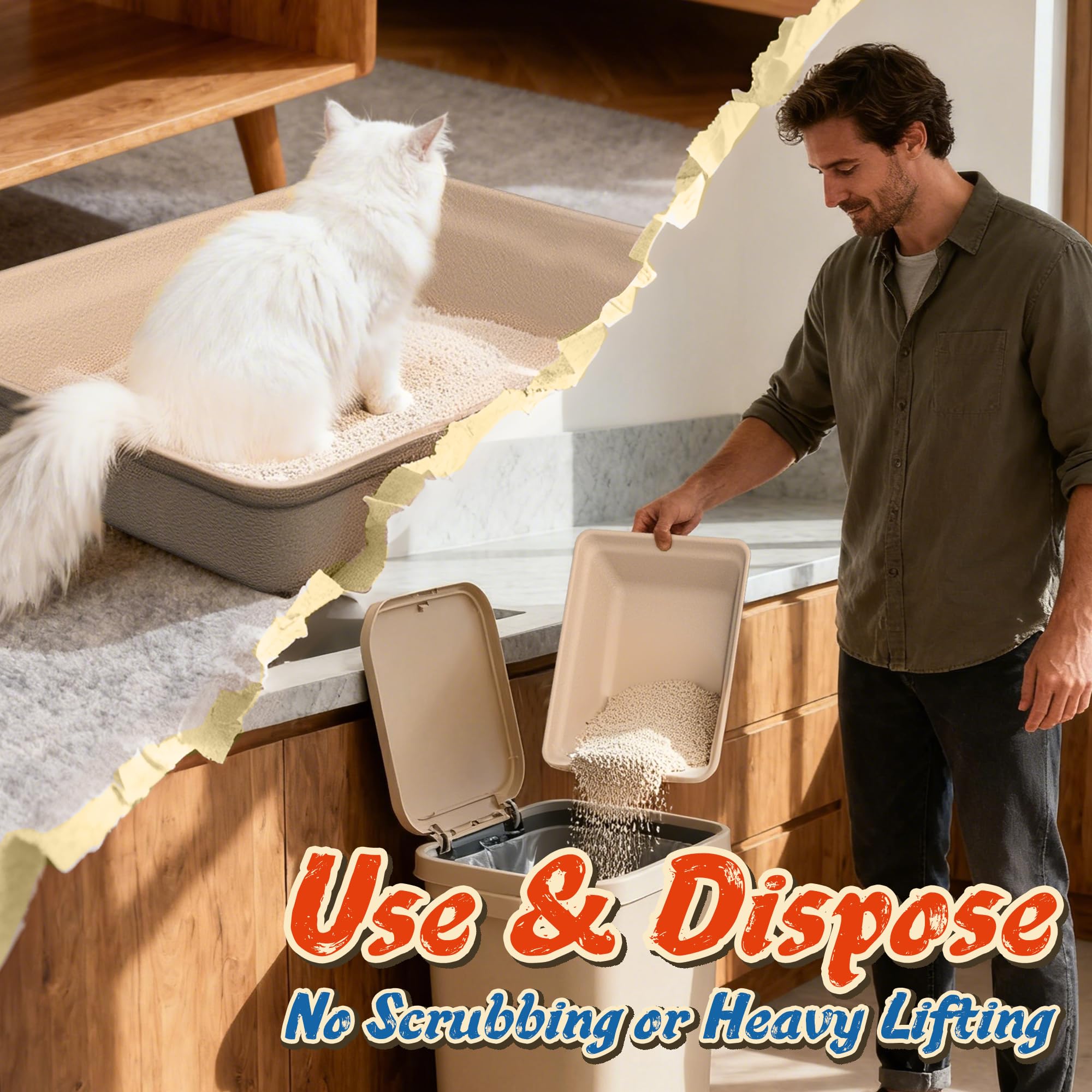 Le Sens Amazing Home liner-compatible tray fitting large litter boxes for quick setup.