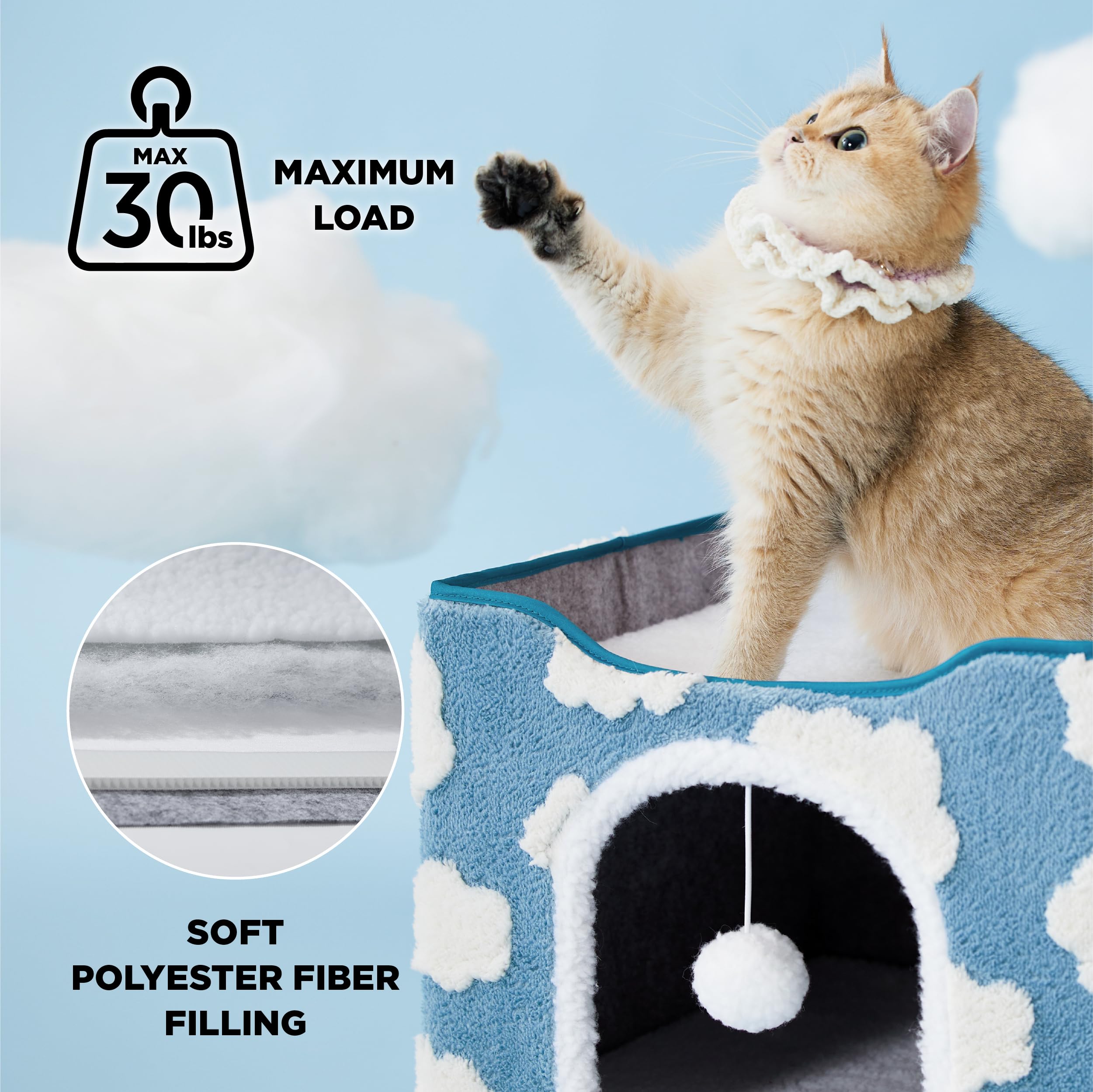 LE SURE Cat cave with hanging ball offers playful engagement during rest
