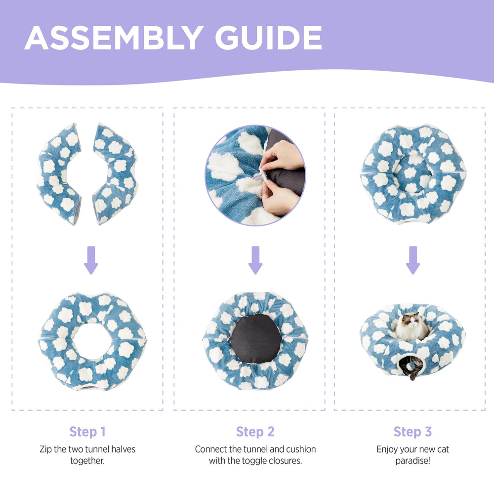 LE SURE Lesure Cat Tunnel Bed non-slip bottom keeps the setup stable.