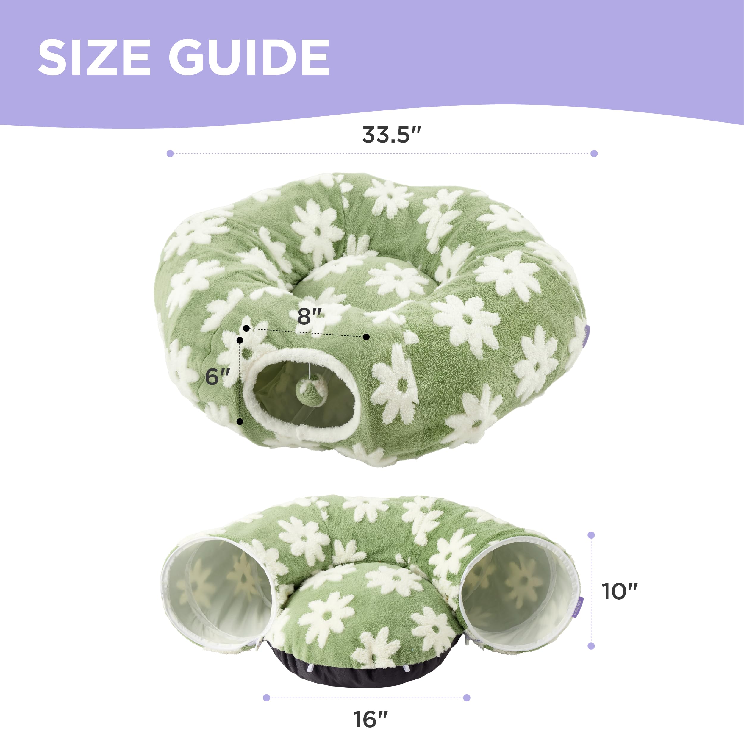 LE SURE Lesure Cat Tunnel Bed zip-together design adapts to circle or S shapes.