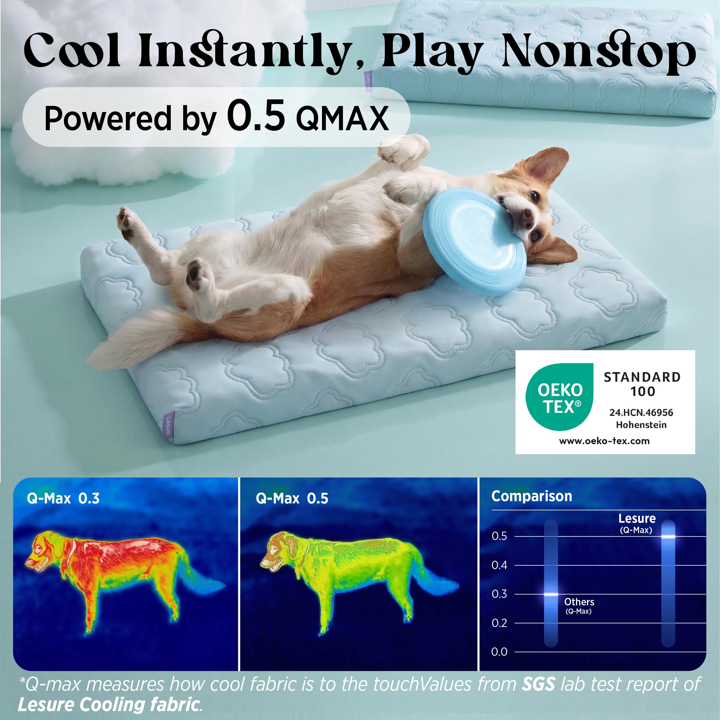 LE SURE cooling bed removable cover demonstrates easy machine-wash cleaning