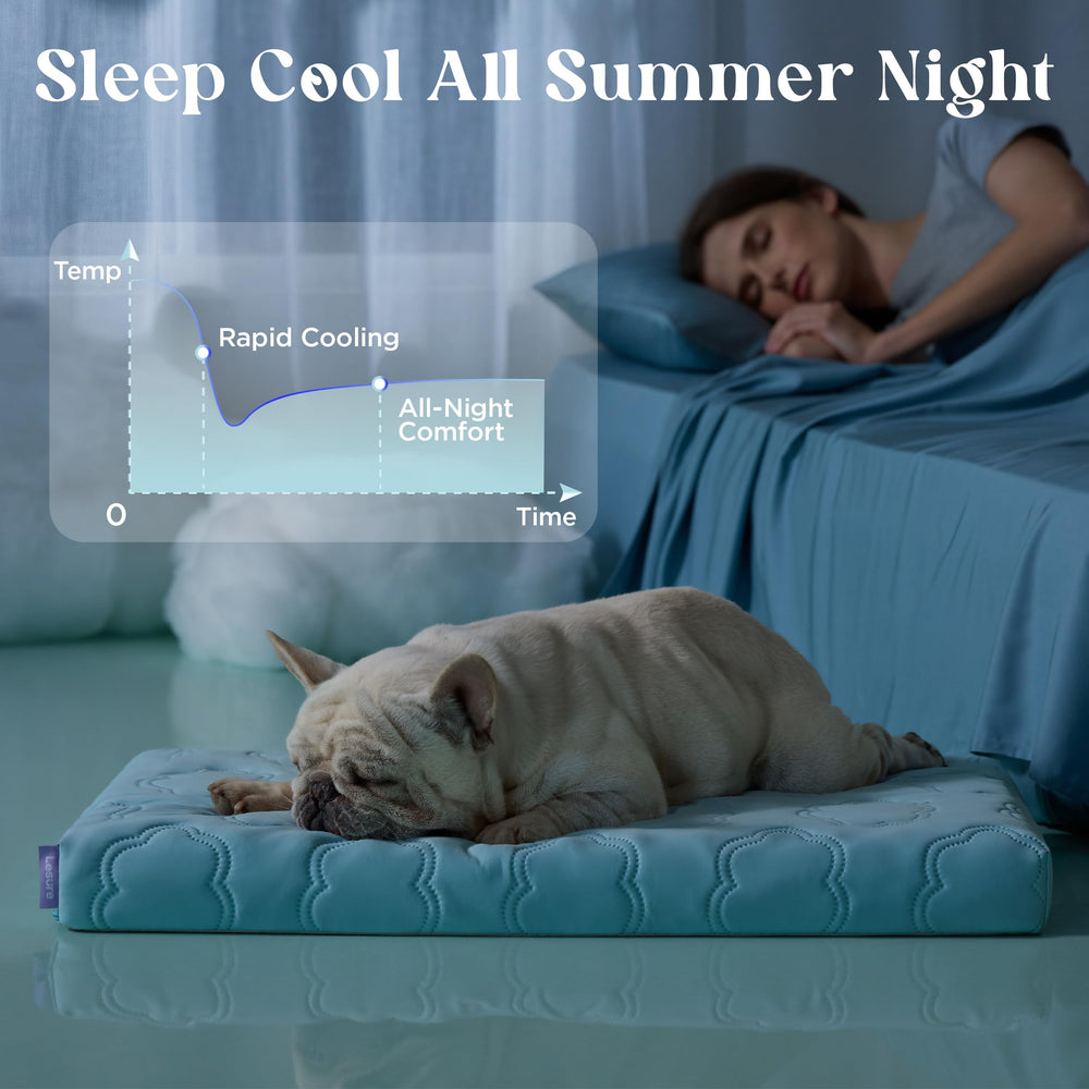 LE SURE cooling dog bed removable cover shows easy machine washing for hygiene