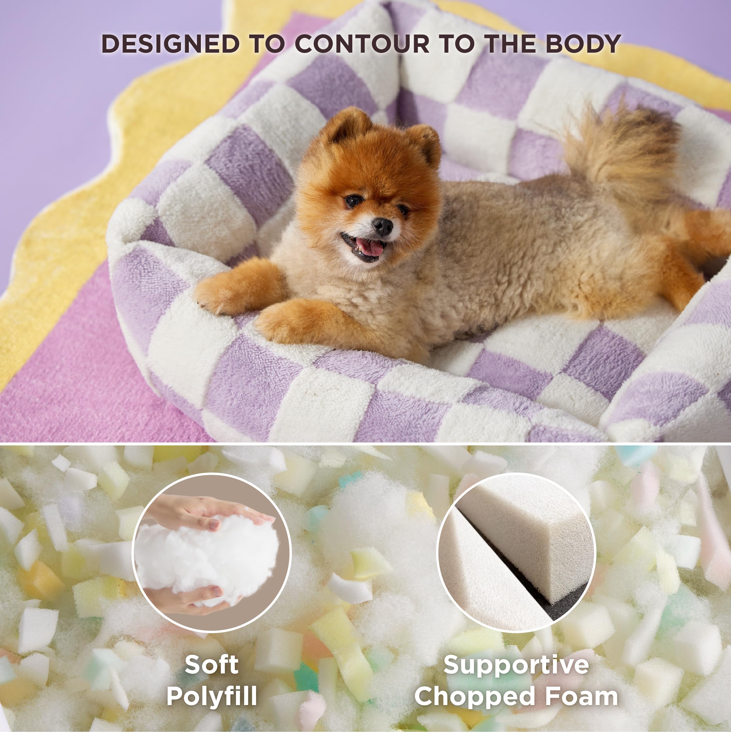 LE SURE Cute Dog Bed small, top view emphasizes plush surface and compact footprint.