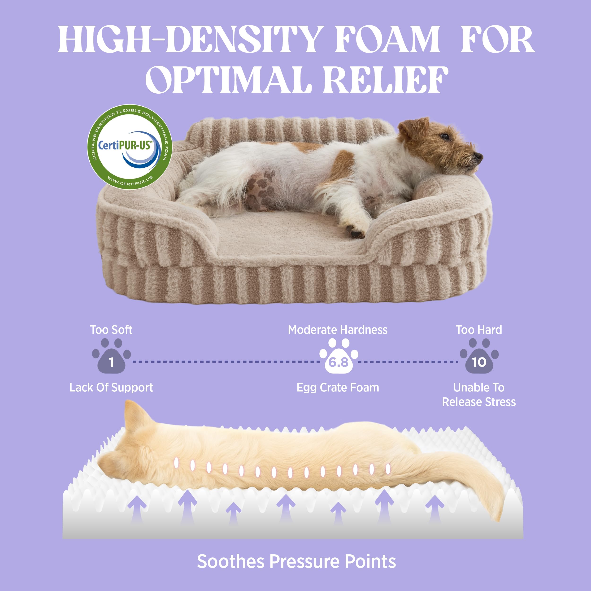 LE SURE Cute Dog Bed features a bolstered headrest for neck cushioning during rests.