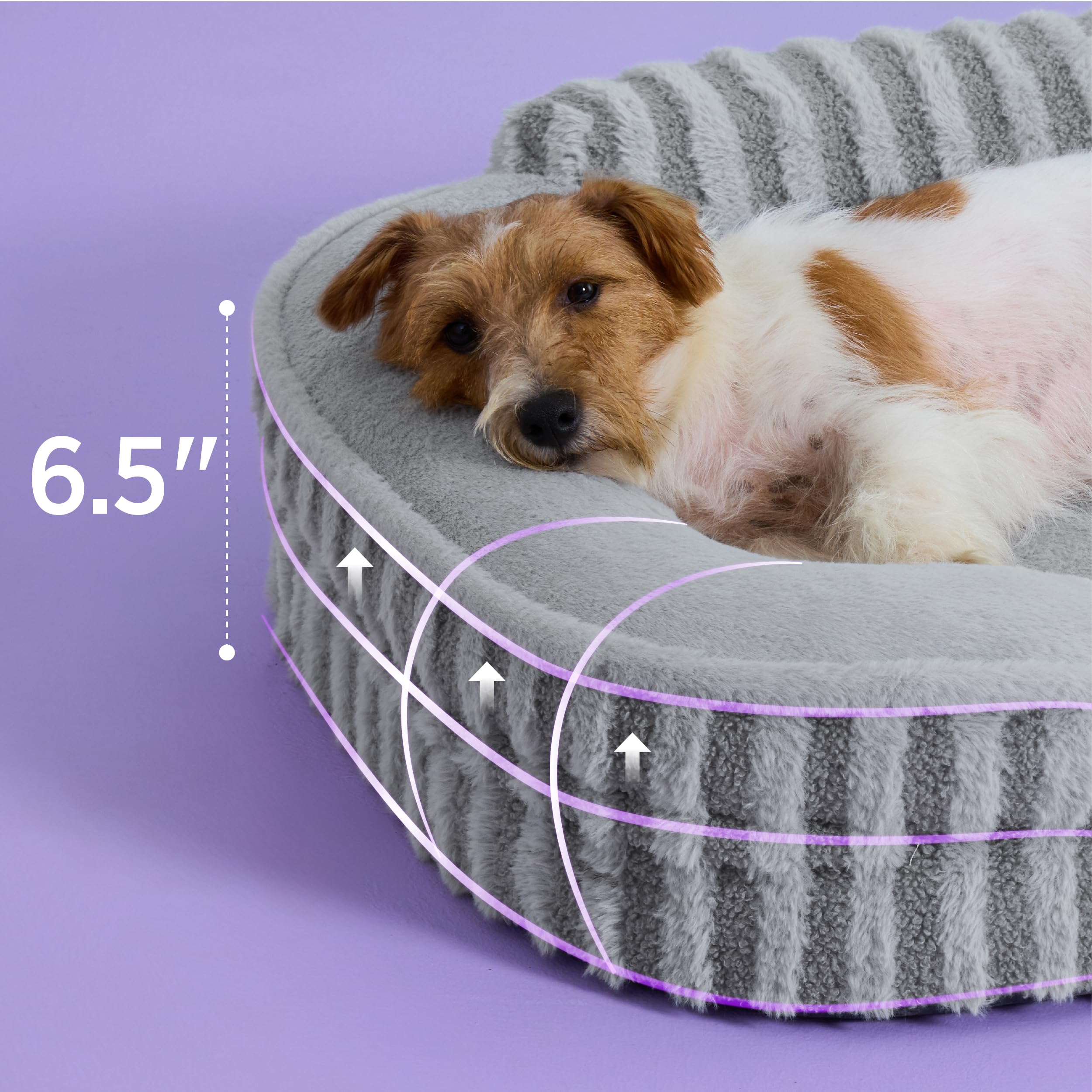 LE SURE dog bed headrest-bolstered for cushioned neck and head support.