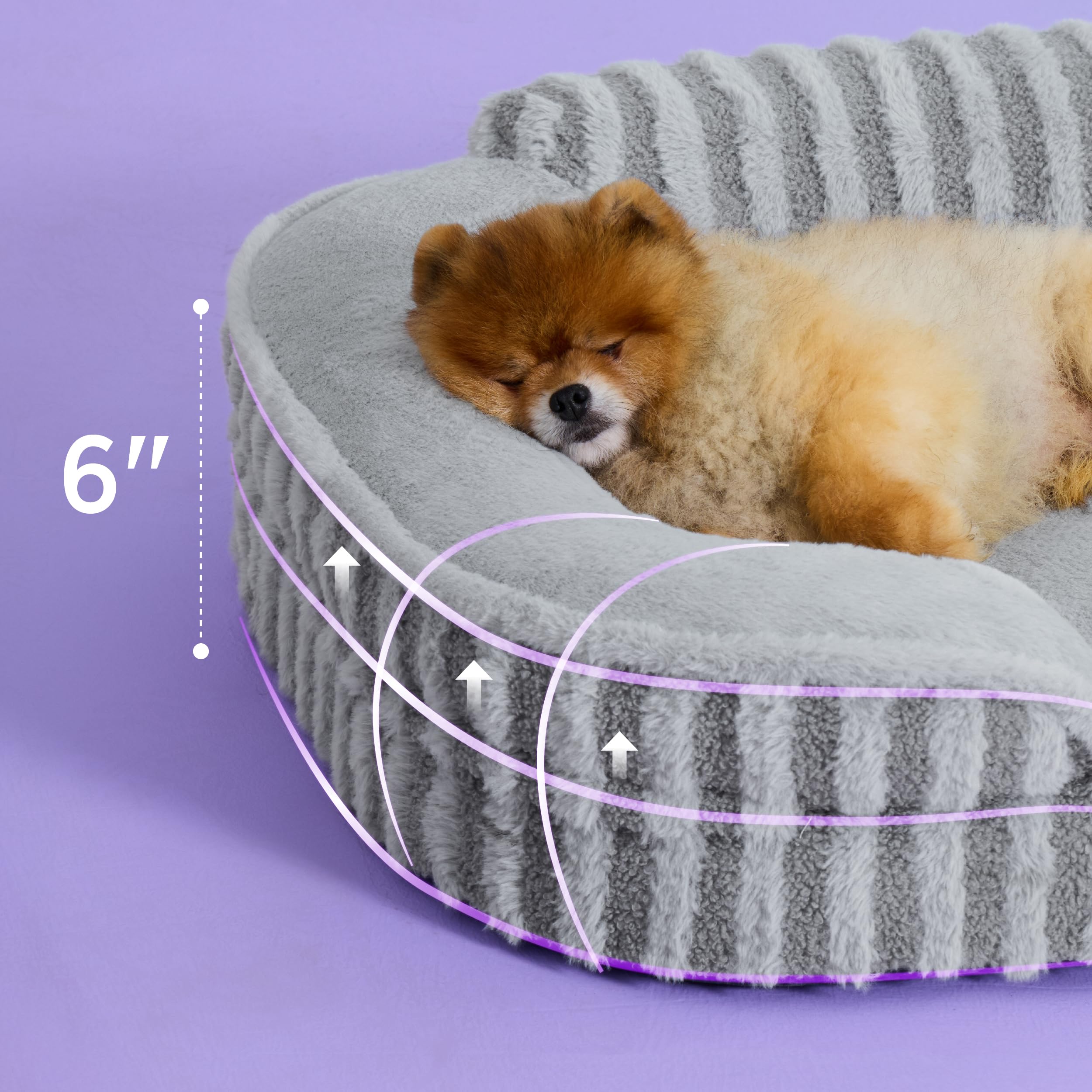 LE SURE dog bed side cushions and high back cradle the pet.