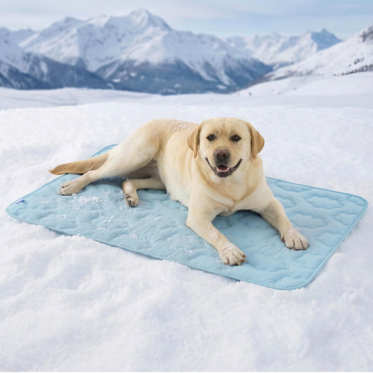 LE SURE XL blue dog cooling mat lying down for cooling comfort