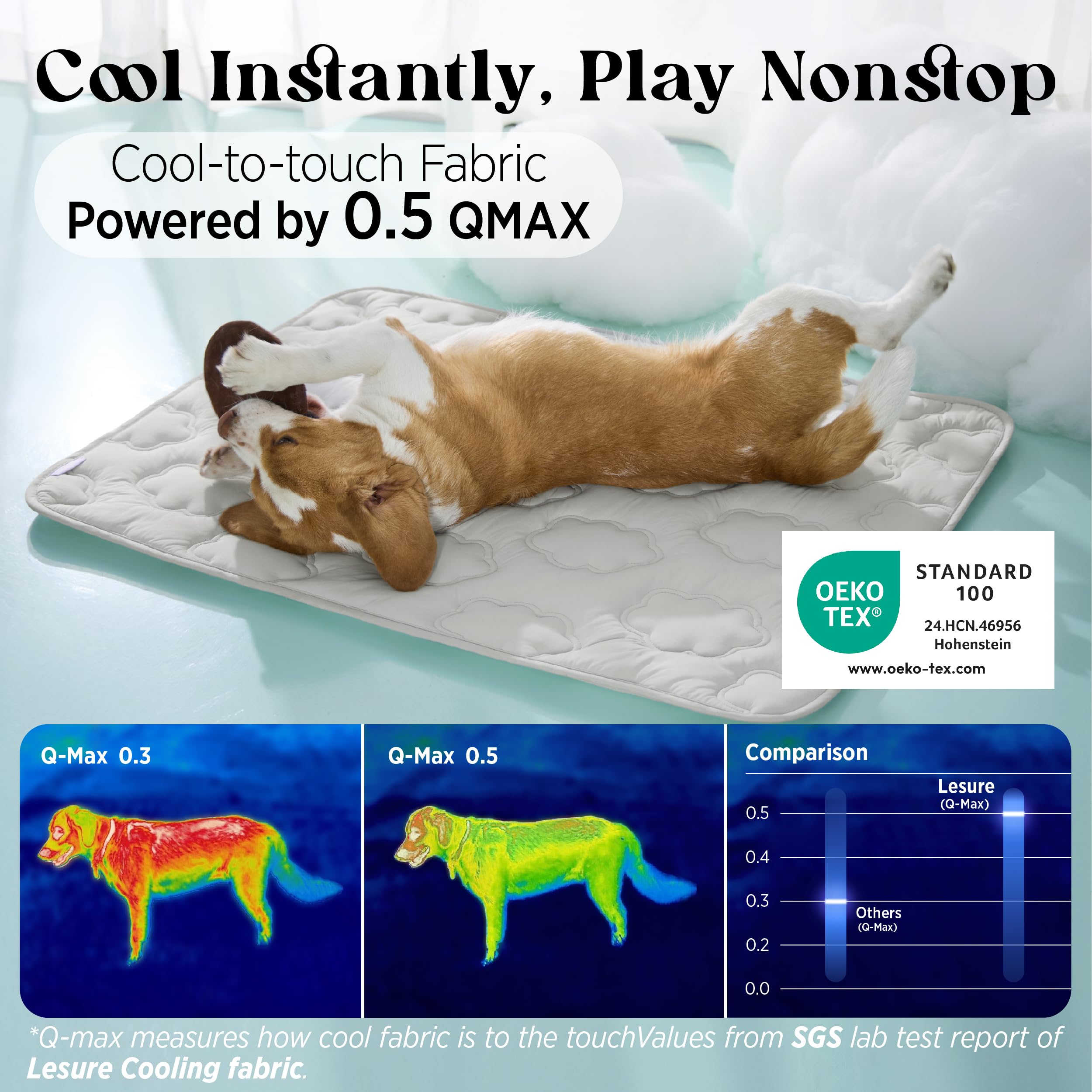 LE SURE XL dog cooling mat breathable-mesh-base promotes continuous airflow for comfort.
