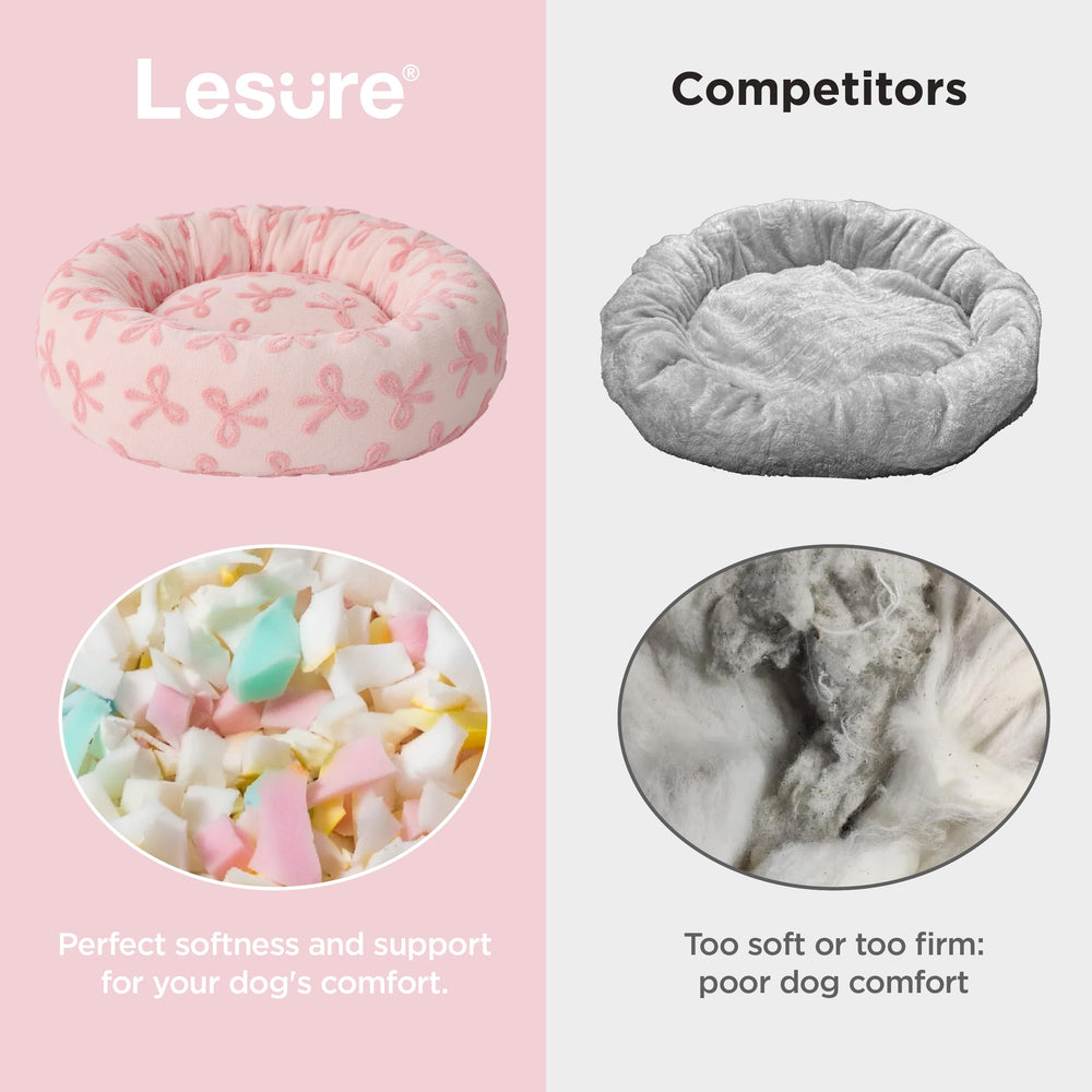 LE SURE donut bed patterns include bow, cloud, flower, and checkered styles.