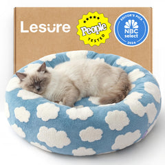 LE SURE donut cat bed in bow pattern offers cozy lounging for indoor cats