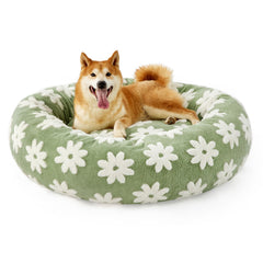 LE SURE donut bed round green provides cloud-like comfort for pets.