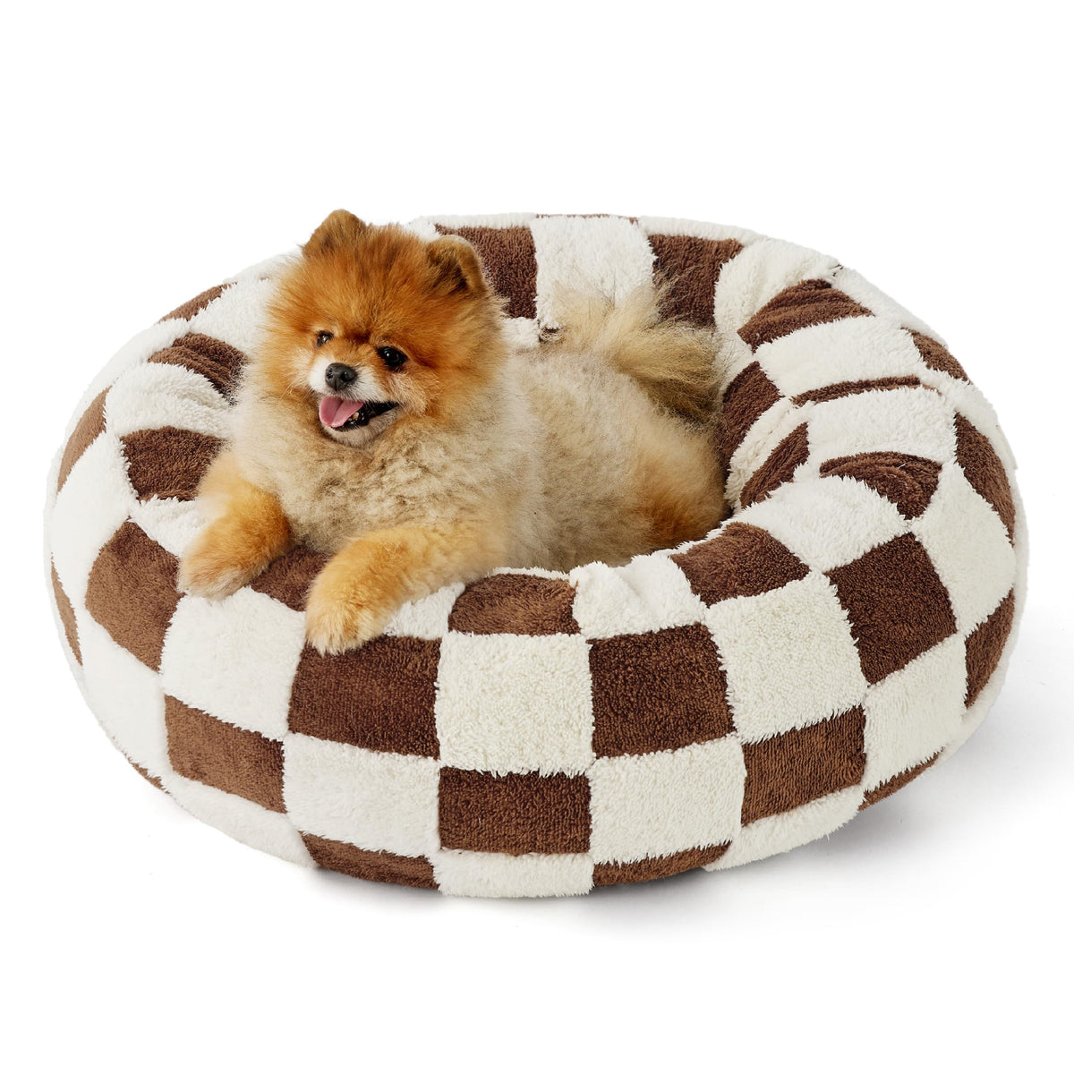 LE SURE Donut small dog bed top view with plush comfort for snuggling