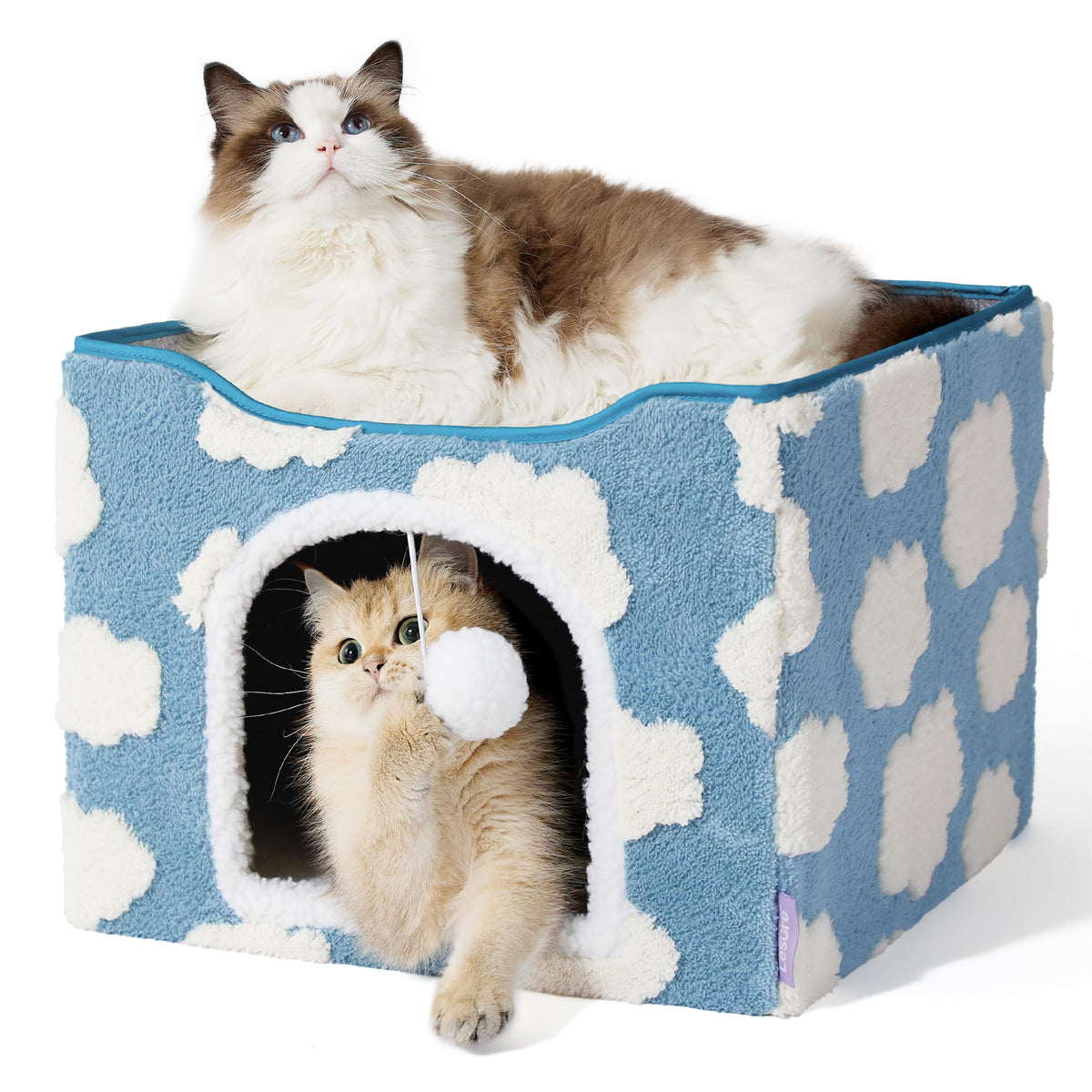 LE SURE Indoor Cat Bed front view shows a spacious den for naps