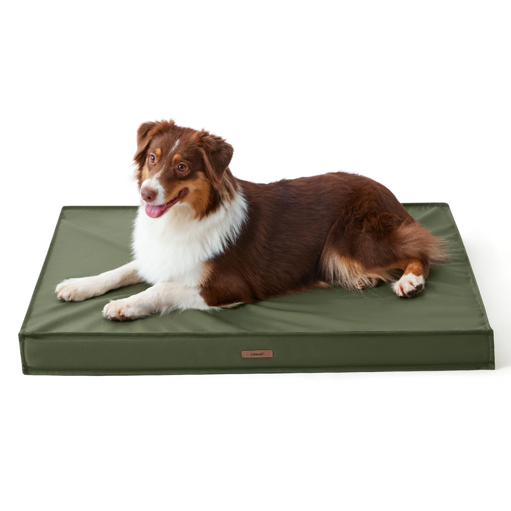 LE SURE outdoor dog bed cover shows waterproof protection for indoor and outdoor use.