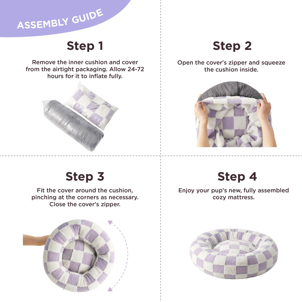 LE SURE donut bed cushion close-up shows anti-slip bottom for stable placement