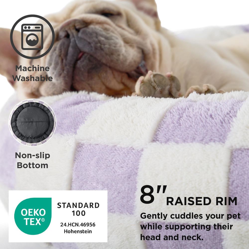 LE SURE donut bed top view emphasizes round shape and cozy, machine-washable design
