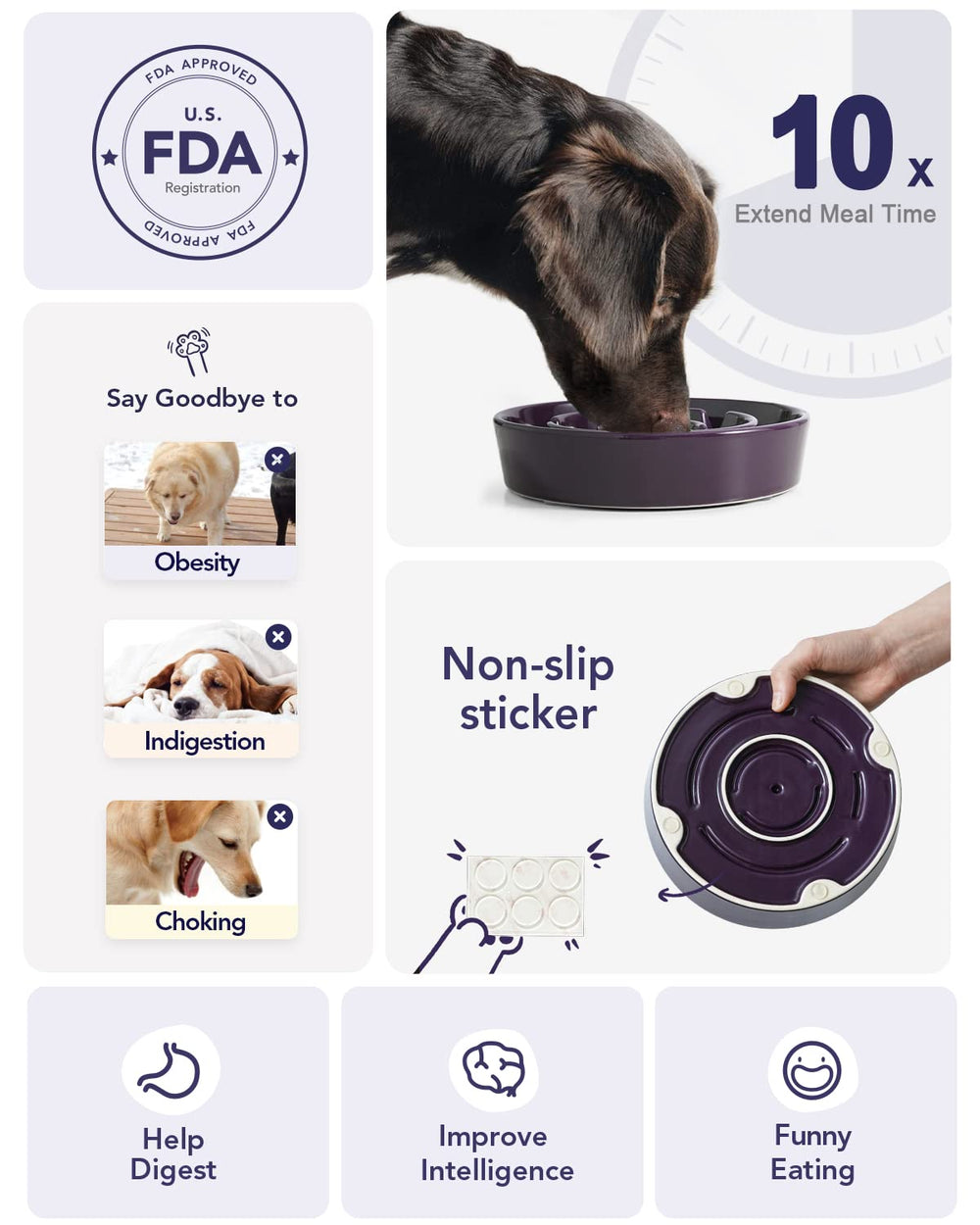 LE TAUCI 1.5-cup microwave-safe bowl for small and medium dogs
