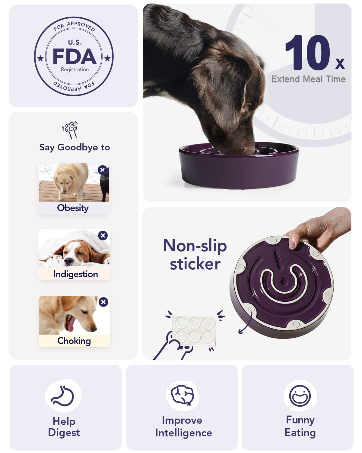 LE TAUCI 3-cup capacity bowl fits medium to large breeds.