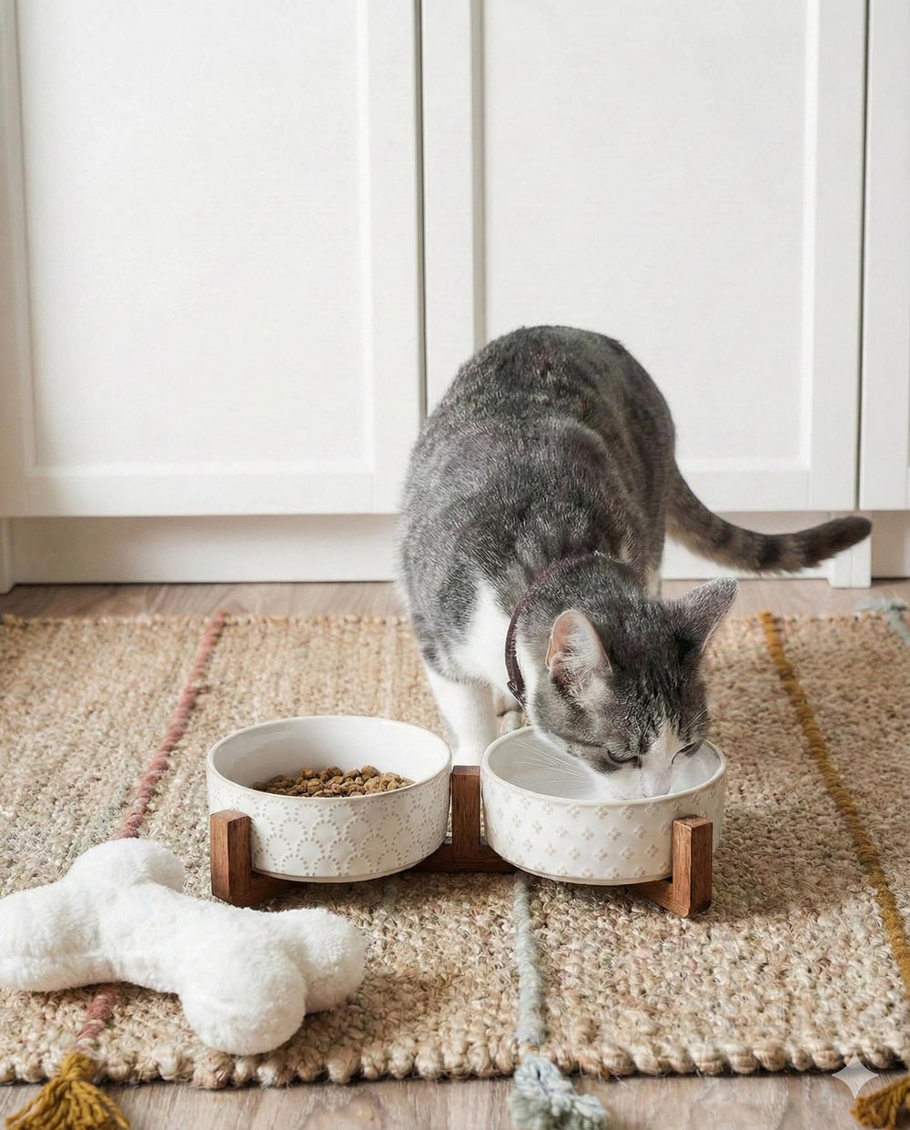 LE TAUCI acacia wood stand adds natural elegance to mealtime.