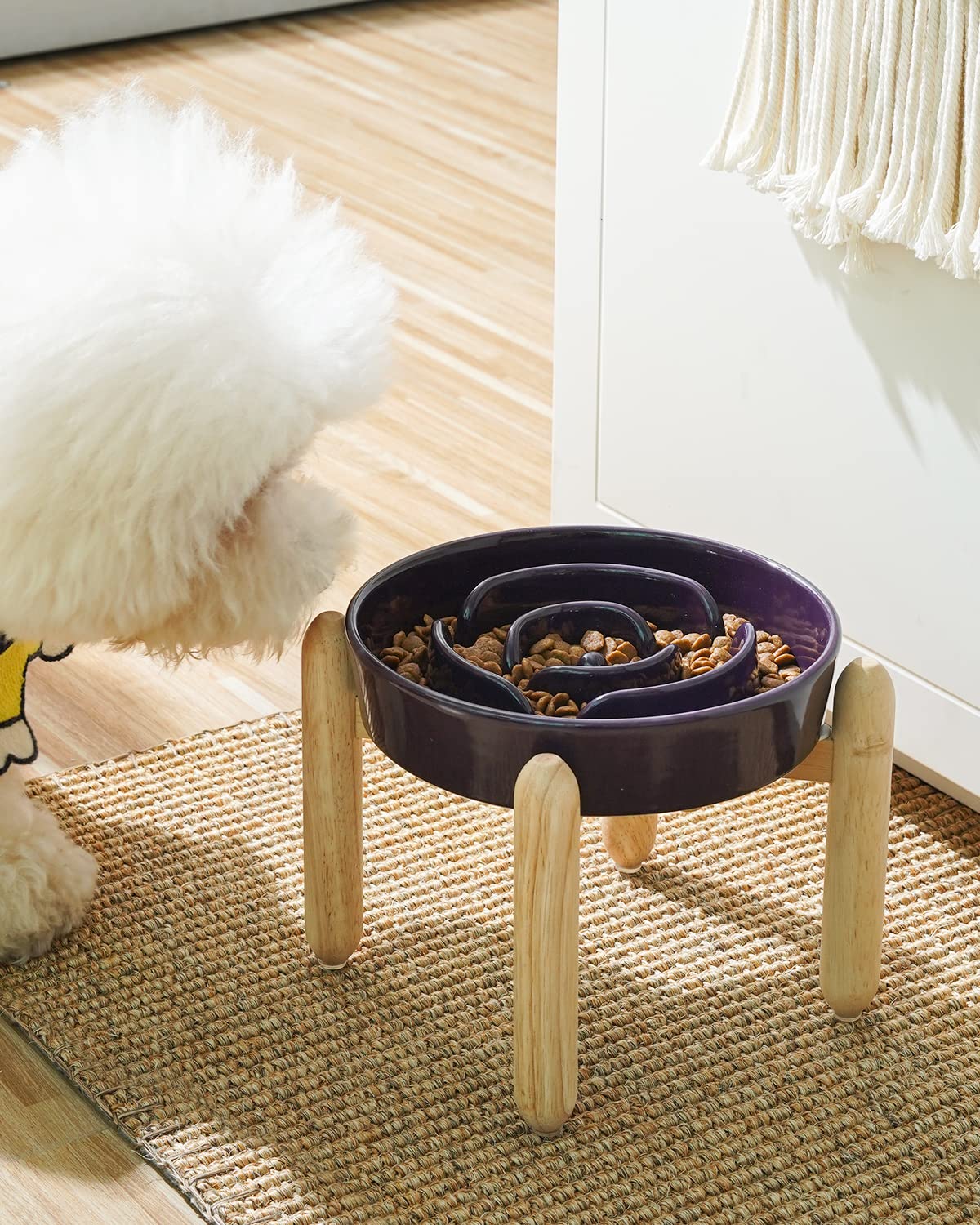 LE TAUCI bowl with maze pattern in purple aids mindful eating during meals
