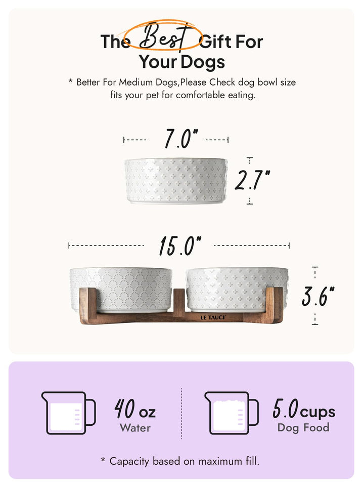 LE TAUCI 7-inch wide-mouth bowls ease feeding for dogs and cats