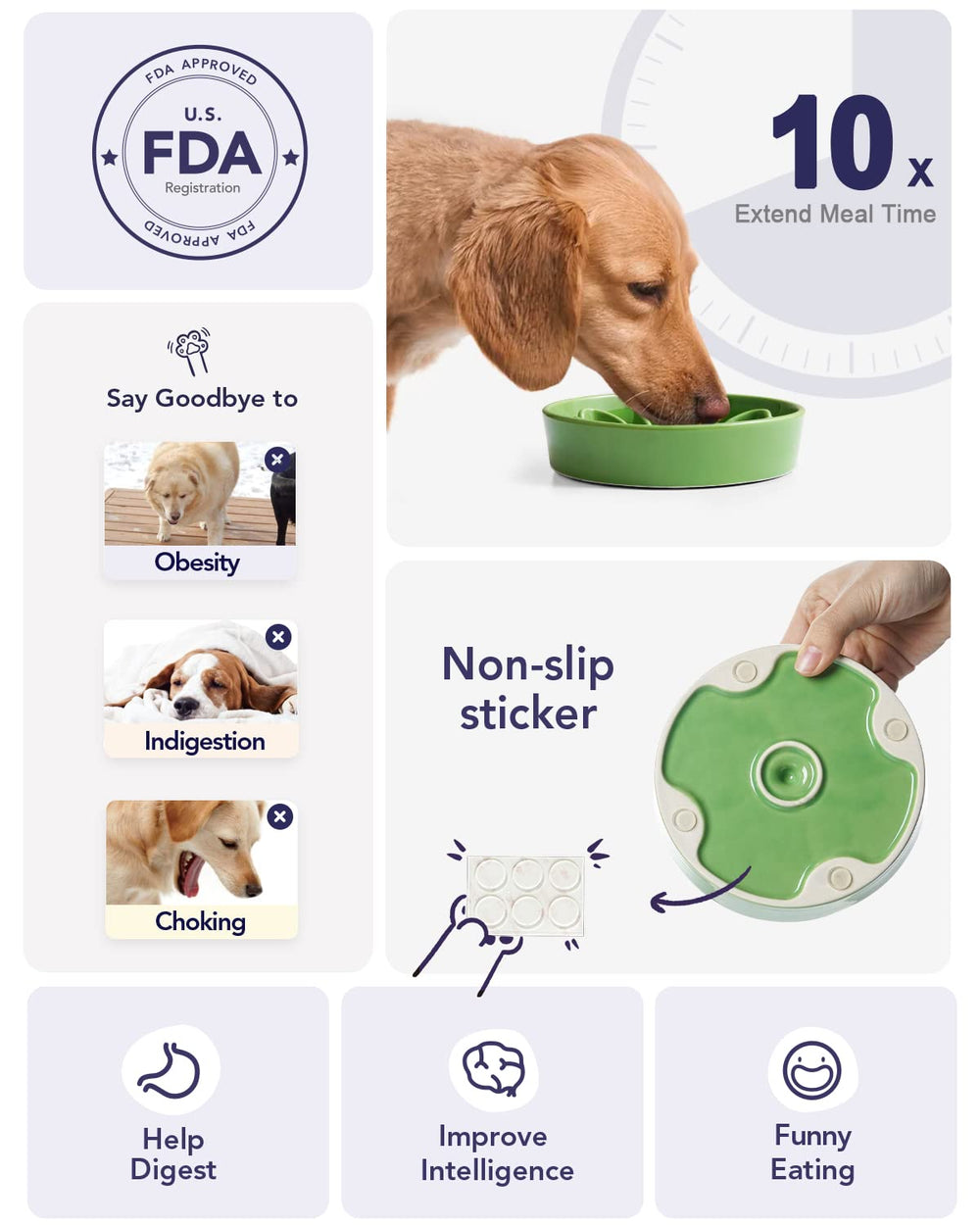 LE TAUCI small-breed bowl with kibble highlights maze design for slower meals