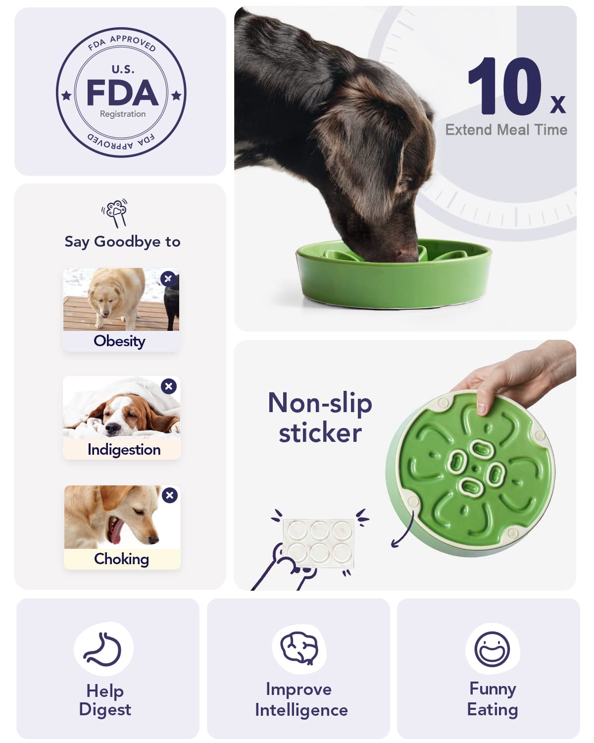 LE TAUCI heavy ceramic bowl provides stable dining for energetic chewers.
