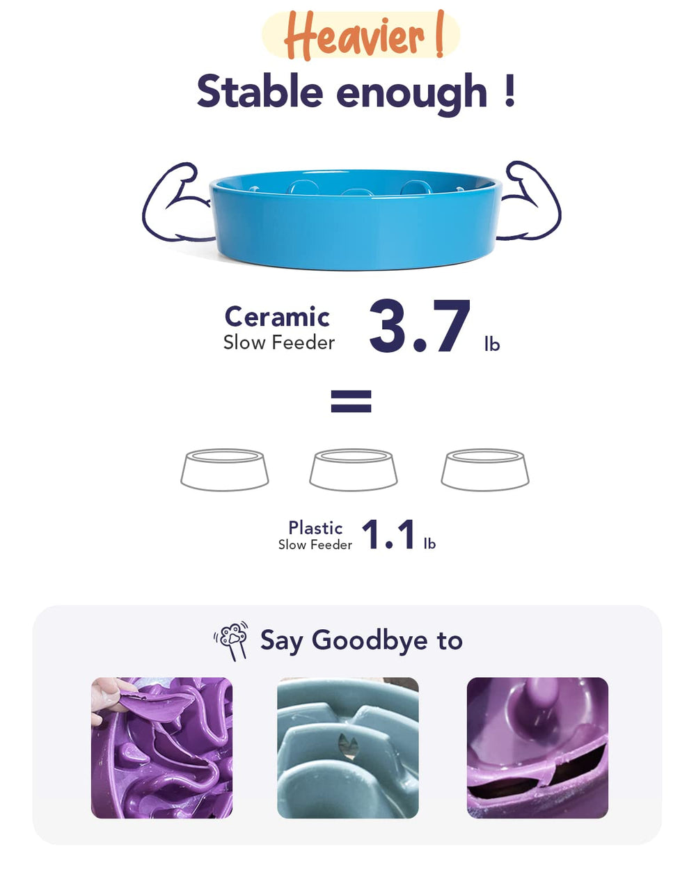 LE TAUCI non-slip base keeps the bowl steady while dogs eat