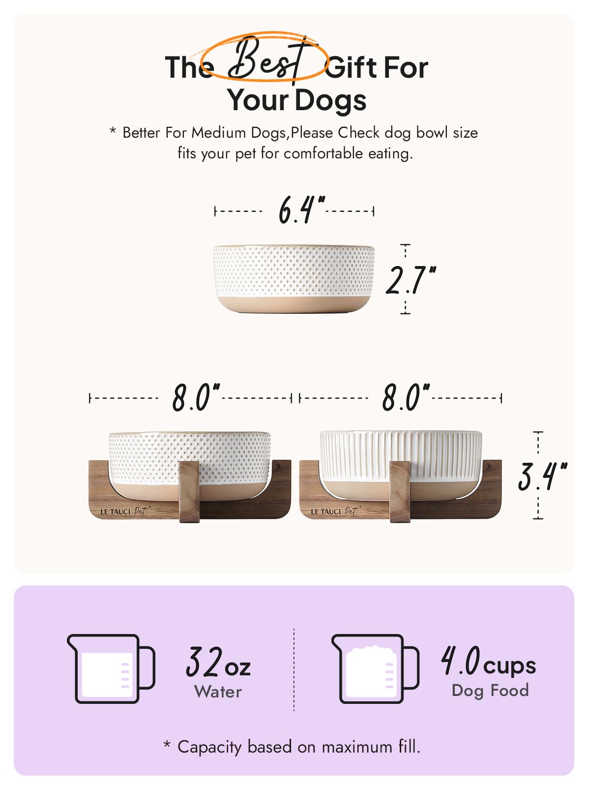 LE TAUCI PET bowl close-up shows durable glaze and safe materials.