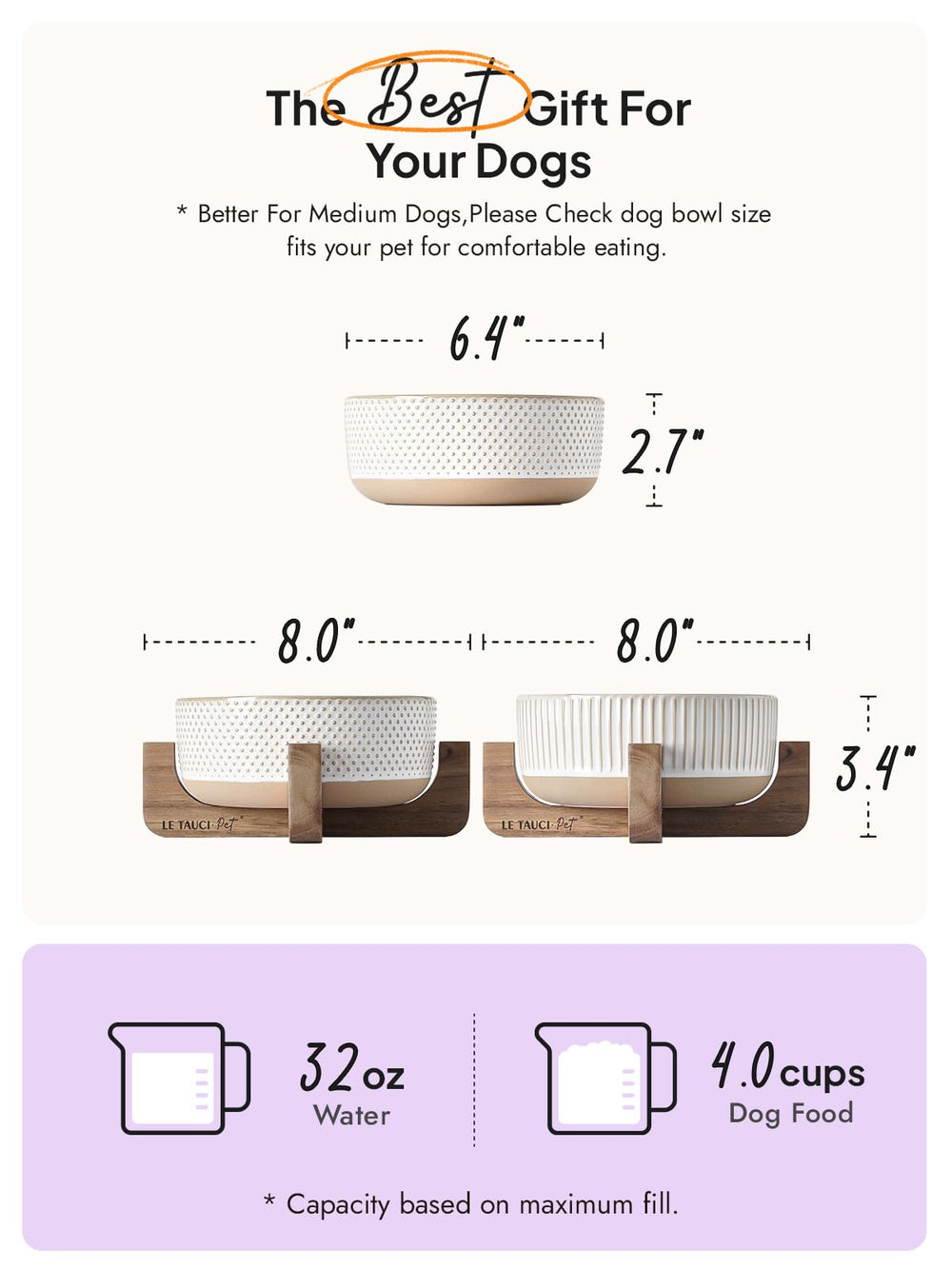 LE TAUCI PET bowl close-up shows durable glaze and safe materials.