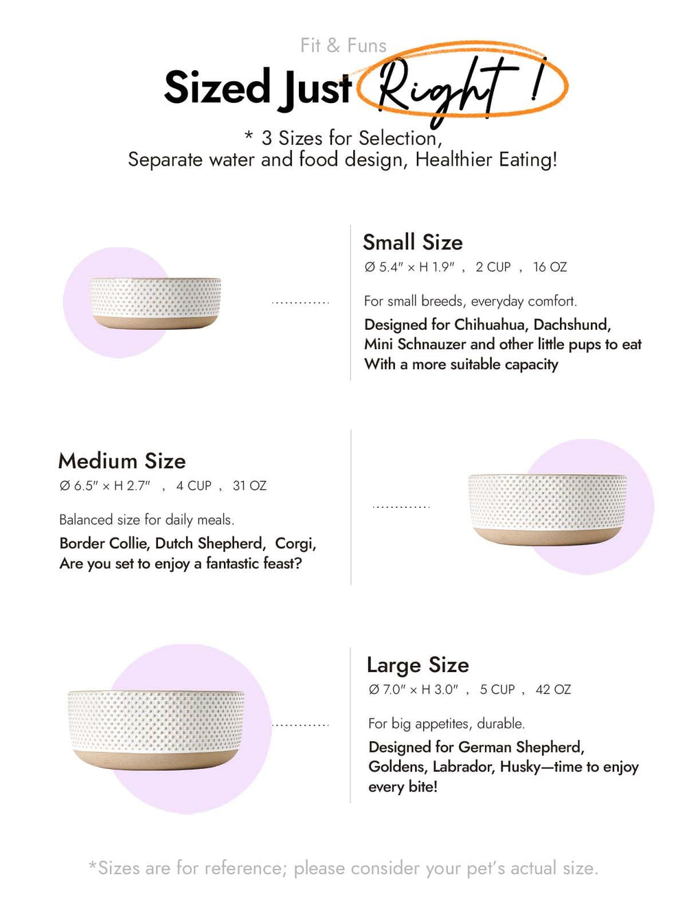 LE TAUCI PET bowl with anti-slip pads prevents sliding.