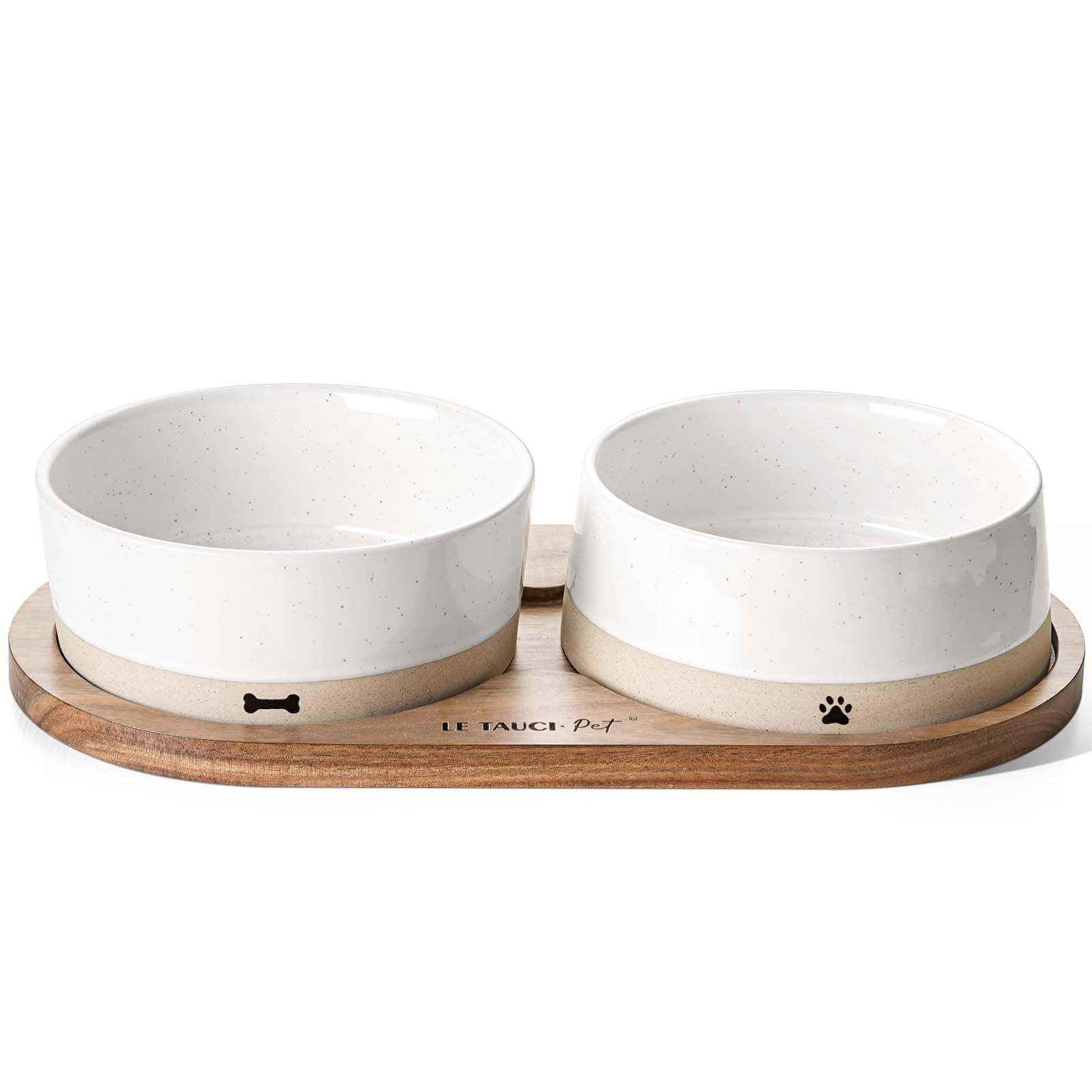 LE TAUCI PET ceramic dog bowls set of 2 for small and medium dogs, versatile feeding