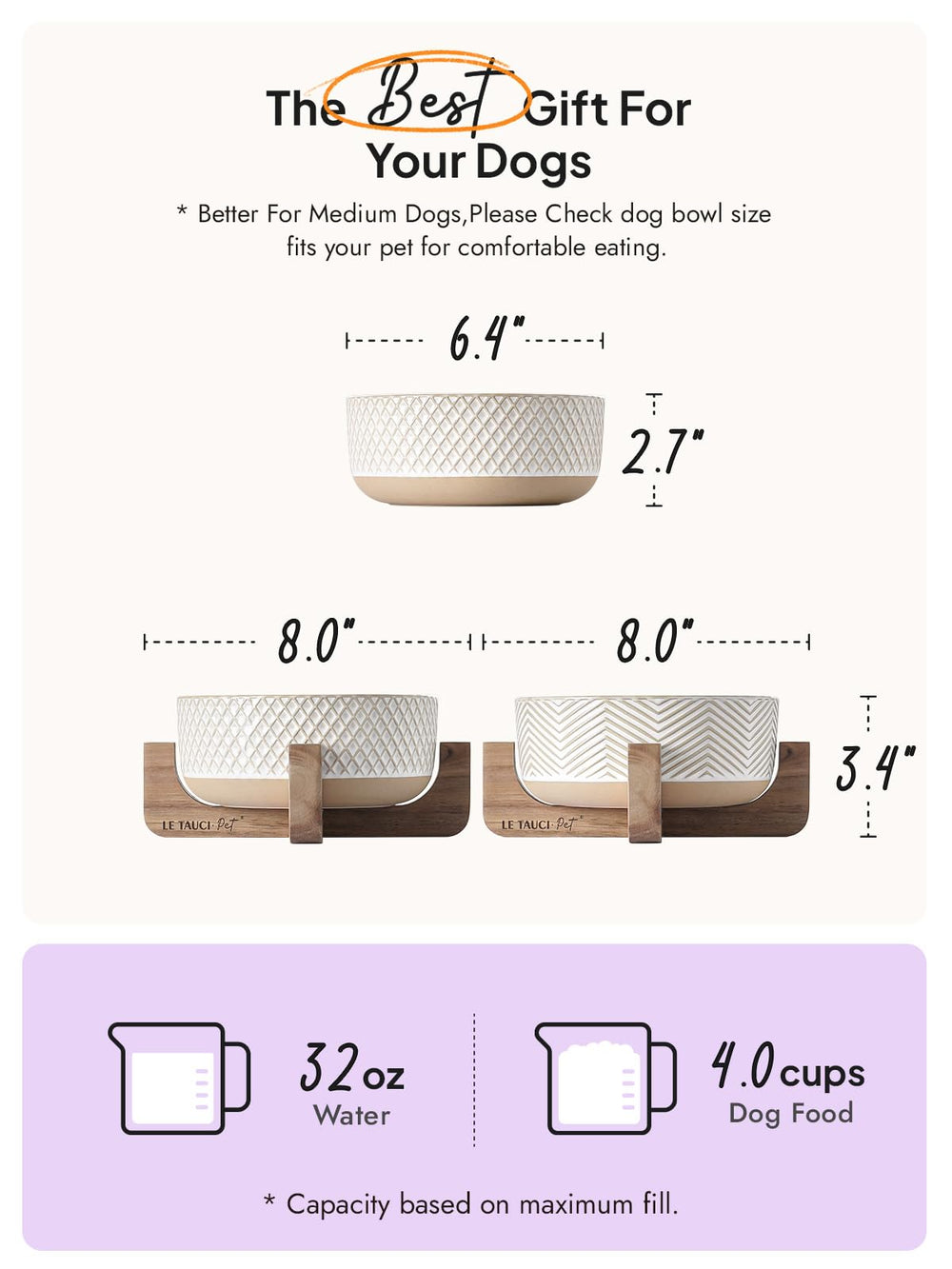 LE TAUCI PET rhombus-wave design adds decorative flair.