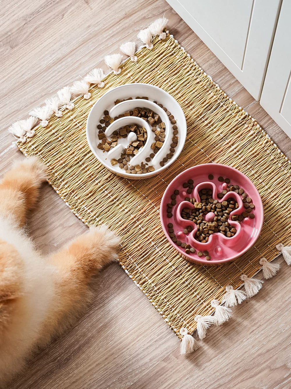 LE TAUCI Pink Bloom ceramic bowl close-up highlighting smooth surface for easy cleaning.