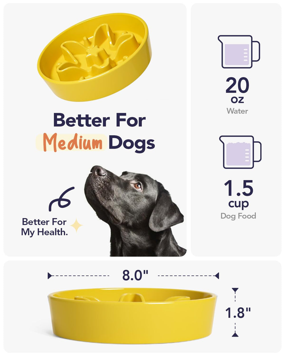 LE TAUCI slow feeder with ridge maze pattern promotes slower dining