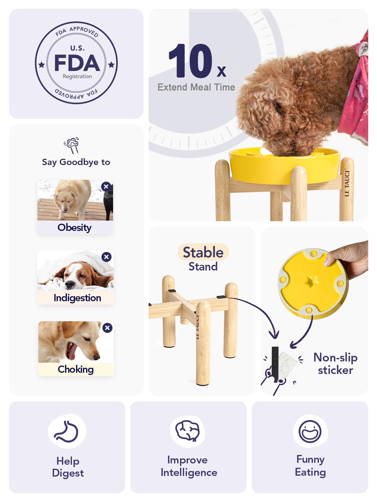 LE TAUCI small-breed feeding setup with ceramic bowl and stand