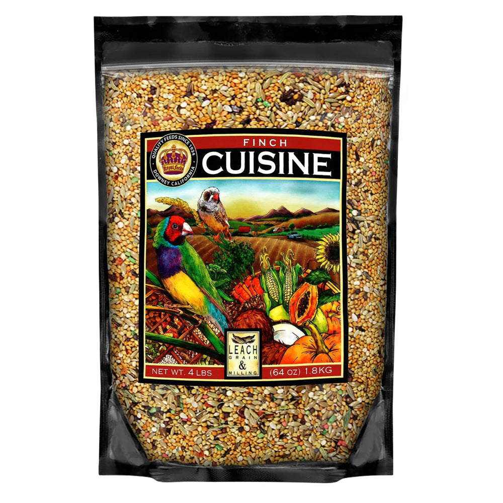 LEACH GRAIN & MILLING CO. Finch Cuisine bag front highlighting balanced nutrition for finches.