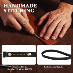Leadfar double-stitched leash close-up highlighting reinforced stitching for durability