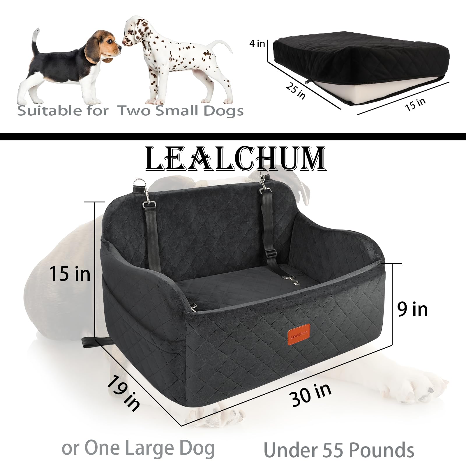 Lealchum car seat with side pocket and clip-on leashes for organization