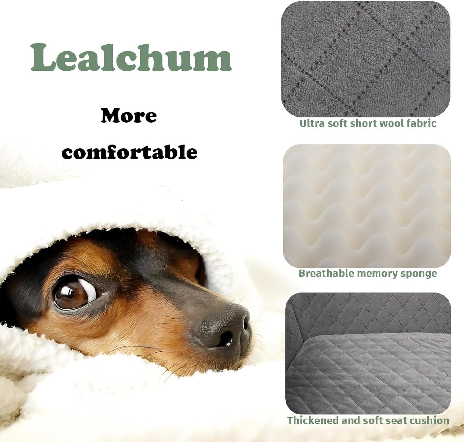 Lealchum detachable washable cover on dog car seat for easy cleanup